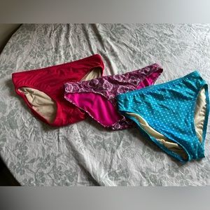 3 Swimsuit bottoms Size 6 one small Lands’ End and Old Navy